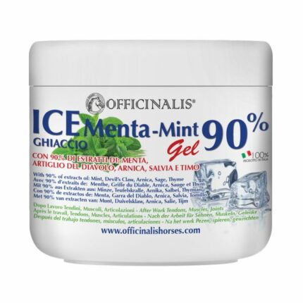 Gel à haute teneur en menthe et Arnica Montana. Ice Gel est un gel pour les muscles et les tendons du cheval.