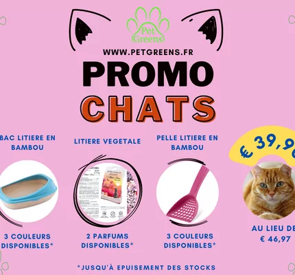 PROMO CHATS ECOLOGIQUE Litière végétale bac litière en bambou pet greens